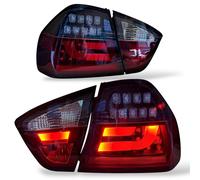 Back Rear Tail Lights Pair Set Clear Red Black For BMW E90 Saloon 05-08