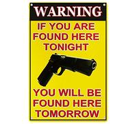 BACK RISE TIN SIGN Warning If You are Found Here Tonight You Will Be Found Here Tomorrow, Metal Wall Signs Tin Plaques 8 X 12 Inch Home Bedroom Lounge Dining Room Kitchen Coffee Bar Work Office Gifts