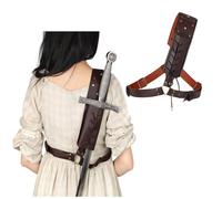 Back Scabbard for Sword, Medieval Retro PU Leather Back Holster, Adjustable Sword Frog for Cosplay, Fancy Dress & Renaissance Festivals For Warriors, Cosplay, Knights, Medieval