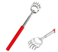 Back Scratcher, Bear Claw Telescopic Back Massager Tool with Soft Rubber Handles, Extendable Telescope Backscratcher Eliminating Back Itching for Both Human and Pets (Red)