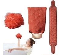 Back Scrub Set - Dead Skin Cell Removal Solution, Powerful 3 Times Washer, 17" Reach + Double-Sided Texture, BPA Free Solid Silicone | For Men & Fe