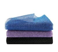 Back Scrubber,3 Pcs Exfoliating Towel Set,31.4 In Extra Long Net Sponge,Durable African Exfoliating Net & Exfoliating Cloth Suitable for Deep Cleaning After Exercise (Blue, Purple, Black)