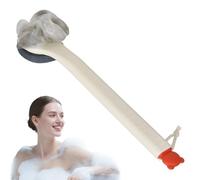 Back Scrubber Body Brush, Wet and Dry Use Body Brushes for Shower, Exfoliating, 38 cm Long Handle, Double-Sided Shower with Loofah and Foot Cleaning Brushes, Off White, Ideal for Men and Women