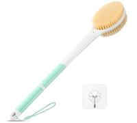 Back Scrubber Body Shower Brush: Anti Slip Long Handle Bath Brush with Stiff and Soft Bristles - Showering Exfoliator Wet or Dry Brushing for Women, Men, Elderly (Mint Green)