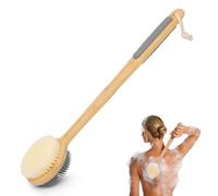 Back Scrubber Body Shower Brush with Silicone & Soft Bristles - Anti-Slip Long Bamboo Handle, Lightweight Body Exfoliator for Wet or Dry Brushing - Gift for Women, Men, Seniors