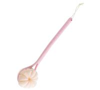 Back Scrubber Brush, Shower Brush for Exfoliating Skin and A Soft Scrub, Long Handle Bath Brush with Bath Mesh Sponge and Soft Bristles, Cleans The Body Easily (Pink)