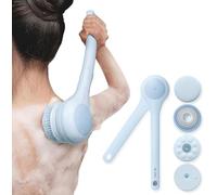 Back Scrubber, Electric Body Scrubber, Dry Brush, IPX7 Waterproof Body Brush Rechargeable USB Charging with Long Handle, Lotion Applicator for Back for Men Women Young Elderly - Sky Blue