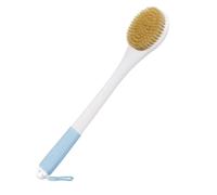 Back Scrubber for Shower, 43 cm Shower Body Brush with Long Handle, Exfoliating Back Brush for Deep Cleaning Hard-to-Reach Areas, Non-Slip Handle, Adhesive Hook & Hanging Rope (Boar Bristles-White)
