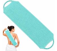 Back Scrubber for Shower, Double Sided Exfoliating Back Exfoliator with Handles, Stretchable Long Body Washcloth for Men Women, Deep Cleansing Exfoliating Shower Towel (Cyan)