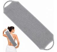 Back Scrubber for Shower, Double Sided Exfoliating Back Exfoliator with Handles, Stretchable Long Body Washcloth for Men Women, Deep Cleansing Exfoliating Shower Towel (Grey)