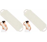 Back Scrubber for Shower, Double Sided Exfoliating Back Exfoliator with Handles, Stretchable Long Body Washcloth for Men Women, Deep Cleansing Exfoliating Shower Towel (White) (Pack of 2)
