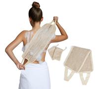 Back Scrubber for Shower with Handles | Natural Jute Body Exfoliator, Long Rectangular Bath Loofah for Deep Cleansing, Reusable Loofah for Women and Men (Exfoliating Back Scrubber)
