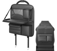 WangjunF Back Seat Car Organizer with Tray for Volvo XC90 2015-2023, Foldable Car Table for Kids Travel Backseat Tissue Holder with Big Pockets Waterproof Leather