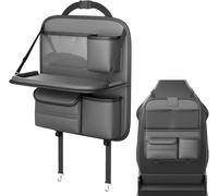 WangjunF Back Seat Car Organizer with Tray for Volvo XC90 2015-2023, Foldable Car Table for Kids Travel Backseat Tissue Holder with Big Pockets Waterproof Leather