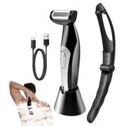 Back Shaver for Men - Body Hair Trimmer, Water Resistant Grooming Handle | Adjustable Long Reach Shaving Tool with Removable Grip for Easy Travel, Shaving