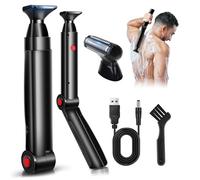Back Shaver for Men, FERRISA Electric Body Groomer with Adjustable Handle, Wet & Dry Use, Cordless Rechargeable Trimmer, Pain-Free Hair Removal for Back, Chest & Body with 2 Shock Absorber Flex Heads