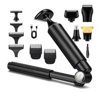 Back Shavers for Men, 5 in 1 Mens Electric Back Razor, IPX6 Waterproof Cordless Body Hair Trimmer 2 Speeds with Foldable Extendable Long Handle, 5 Heads, 3 Positioner, for Facial, Back, Nose