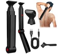 Back Shavers for Men, Foldable Body Shavers for Men with 2 Floating Shaver Heads, Long Handel Electric Back Razor, Mens Body Groomer for Back, Chest, and Shoulders - USB Rechargeable Hair Trimmer
