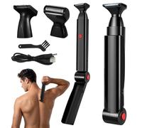 Back Shavers for Men, HOVCEH Foldable Back Razor for Men with 2 Shock Absorber Flex Heads, Cordless Electric Back Shaver for Men with Long Handle, Body Shavers for Men for Back, Chest, and Shoulders