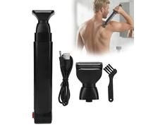 Back Shavers for Men,Mens Body Shaver with 2 Floating Shaver Heads, Foldable Long Handel Cordless Electric Groomer,Electric Back Razor, for Back, Chest, and Shoulders (Black)