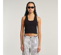 Back Snap Slim Cropped T-Shirt - Black - Women XXS