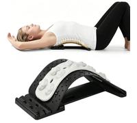 Back Stretcher & 4-Level Adjustable Lumbar Traction Back Cracker, Spine Stretch Posture Corrector, Board Lumbar Support Soft Massage Strip, Immediate Relief Ergonomic Back Support Equipment (Black)