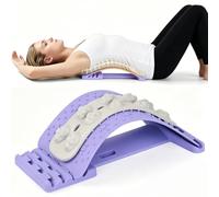 Back Stretcher & 4-Level Adjustable Lumbar Traction Back Cracker, Spine Stretch Posture Corrector, Board Lumbar Support Soft Massage Strip, Immediate Relief Ergonomic Back Support Equipment (Purple)