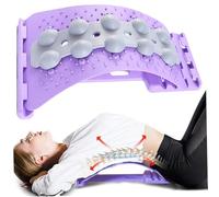 Back Stretcher for Lower Back Pain Relief - 4 Levels Adjustable Arch Lumbar Cracker Board with 3D Massage Dots Cracking Device to Release Tension and Reset Your Day, Purple