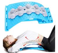Back Stretcher for Lower Back Pain Relief - 4 Levels Adjustable Arch Lumbar Cracker Board with 3D Massage Dots Cracking Device to Release Tension and Reset Your Day, Blue