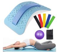 Back Stretcher for Lower Back Pain Relief, Lumbar Support with Magnet Massager for Herniated Disc, Sciatica, Scoliosis, Includes Purple Yoga Ball & Resistance Bands
