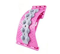 Back Stretcher Posture Corrector,Back Stretcher Cracker,Lower Back Pain Relief, 4 Level Adjustable,Traction Massager Board with Nodes, Lightweight Orthopedic Cushion, for Back, Neck, Shoulder (Pink)