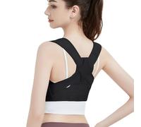 Back Support Bracket with Adjustable Compression Straps, Anti-Hunchback Chest and Shoulder Correction Device(Black,S/M)
