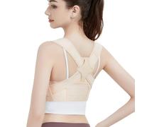 Back Support Bracket with Adjustable Compression Straps, Anti-Hunchback Chest and Shoulder Correction Device(Natural,L/XL)