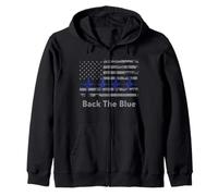 Back The Blue American Flag Heartbeat Police Shirt Zip Hoodie
