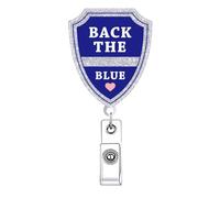 Back The Blue Badge Reel Retractable Funny Badge Holder with Alligator Clip Office Assistant Badge Clip ID Card Fun Nurse Accessories for Work
