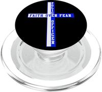 Back The Blue Faith Over Fear Christian ART ON BACK PopSockets PopGrip for MagSafe