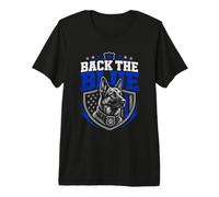 Back The Blue Flag K-9 German Shepherd Police Premium T-Shirt
