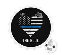 Back The Blue Police Line Flag Heart Magnetic Beer Bottle Opener Fridge Magnet