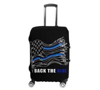 Back The Blue Police Line Flag Suitcase Cover Washable Luggage Protective Covers Travel L