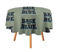 Back The Blue Police Round Tablecloth Water Resistant Dining Table Cover for Kitchen Outdoor Garden