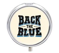 Back The Blue Police Small Pill Organizer with 3 Compartments Travel Medicine Case Portable Round Vitamin Storage Box