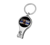 Back The Blue Thin Blue Line Lion Police Nail Clippers Sharp Sturdy Fingernail Cutters with Bottle Opener Keychain