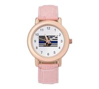 Back The Blue Thin Blue Line Lion Police Wrist Watches for Women Men Quartz Stainless Steel Watch Easy to Read