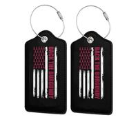 Back The Burgundy Multiple Myeloma Awareness Flag Leather Luggage Tags with Privacy Cover Id Card for Men Women Travel