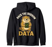 Back The Burrow Data Marmot Research Humor Zip Hoodie