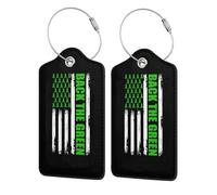 Back The Green Non-Hodgkin's Lymphoma Awareness Flag Leather Luggage Tags with Privacy Cover Id Card for Men Women Travel