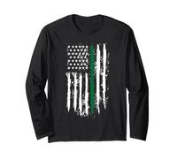 Back The Green Thin Green Line American Flag Border Patrol Long Sleeve T-Shirt