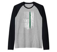 Back The Green Thin Green Line American Flag Border Patrol Raglan Baseball Tee