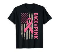 Back The Pink Breast Cancer Awareness American Flag Ribbon T-Shirt
