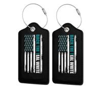 Back The Teal White Cervical Cancer Awareness Flag Leather Luggage Tags with Privacy Cover Id Card for Men Women Travel